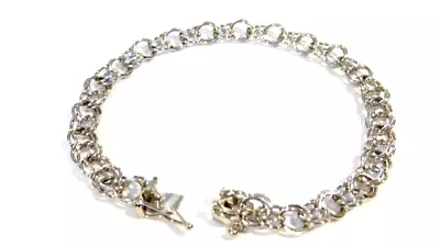 Beautiful Vintage 7mm Sterling Silver Double Link Starter Charm Bracelet 7.5  • $24.99