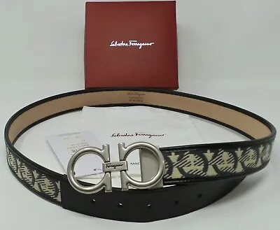 Salvatore Ferragamo Belt Size 95 For Mens 32 - 34 Black Leather Adjustable Waist • $188