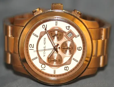 Michael Kors Men's Runway Chrono Rose Gold Dial Rose Gold Steel Watch MK8096 • $53.46