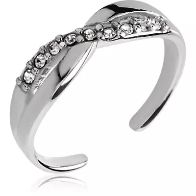 925 Sterling Silver Toe Ring Adjustable Size Cubic Zirconia Gemstones • $14.99