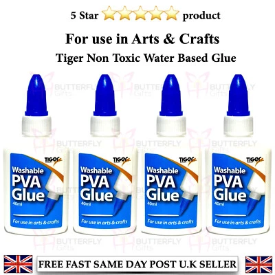 £2.95 • Buy Tiger PVA Glue Bottles Non Toxic Washable Safe Ideal School Craft Home Office 