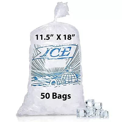 11.5  X 18  50 Bags 1.20Mil Printed Ice Bags - 8LB Metallocene Ice Bag • $48.73