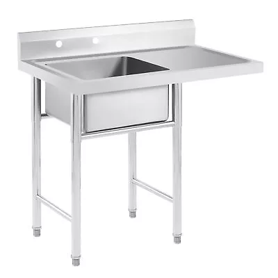 Commercial Kitchen Sink Utility Prep Stainless Steel 1 Compartment W Drainboard • $188.99
