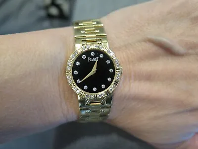 Piaget Dancer 18K Yellow Gold 23mm Diamond Black Dial Ladies Watch 80564 K81 • $4775