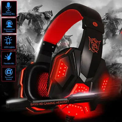 $22.32 • Buy 3.5mm Gaming Headset Wired LED Headphones Stereo W/Mic For PC