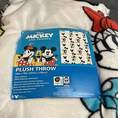 Disney Mickey Mouse & Minnie Mouse Plush Throw Blanket 50 X70” NWT • $32