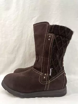 MukLuks Stacy Winter Snow Boots Brown Mid Calf Zip Knit Lined Womens Sz 9 • $24.95