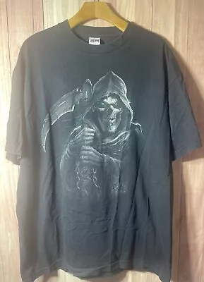 VTG Y2K Grim Reaper T Shirt X Large XL Black Skull Punk Mall Goth Grunge Tee • $17.99