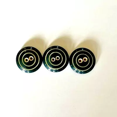 Vintage? Lot Of 3 Green & Beige Circle Stripe Wooden 2-Hole Buttons • $3.77