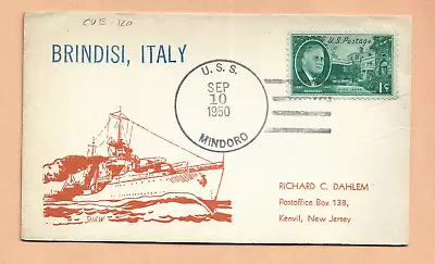 U.s.s.  Mindoro Sep 101950 Brindisi Italy  Naval Card • $3