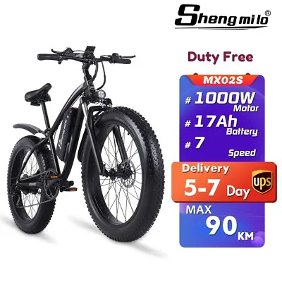 $1275 • Buy 26  Electric Bike 1000W 48V Mountain Bike E-Bike Shengmilo Fat Tire Bicycle 17Ah
