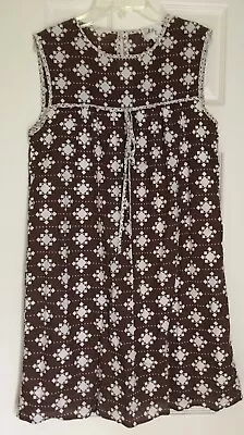 Milly Brown And White Geometric Print Cotton Shift Tunic Dress EUC 6 • $34.99