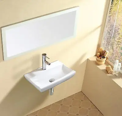 £34.99 • Buy Bathroom Basin Sink Hand Wash Counter Top Wall Mounted Hung Ceramic 490x330x100