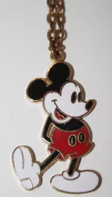 Vintage Gold-tone Walt Disney Mickey Mouse Enamel Pendant Necklace Broken Clasp • $11.99