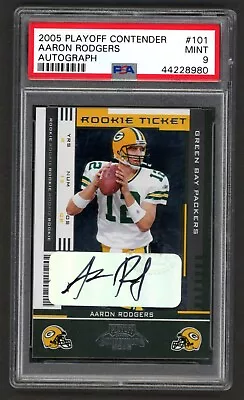 2005 Playoff Contenders Aaron Rodgers RC Ticket AUTO #101 PSA 9 MINT • $3500