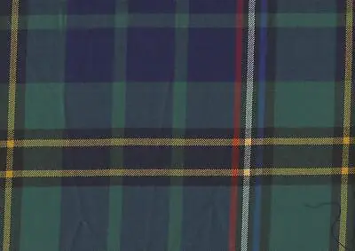 100% Wool Tartan Fabric Checked Plaid In Blue Green Yellow Red & White • £29