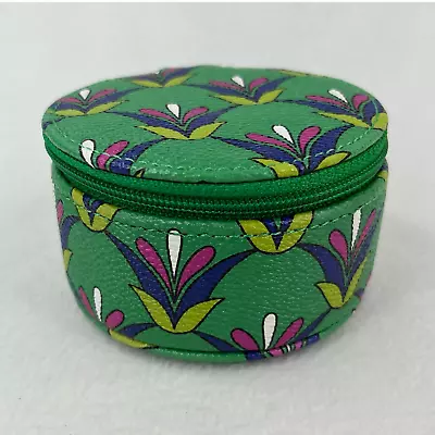 Vera Bradley Jewelry Travel Case Box Round Leather Emerald New • $25