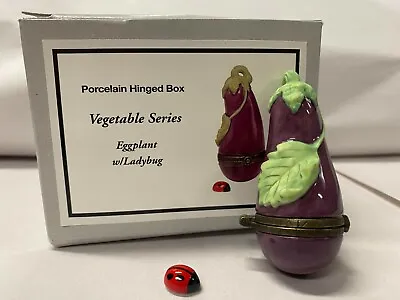 Eggplant With Ladybug  PHB Porcelain Hinged Box By Midwest Of Cannon Falls • $19.98