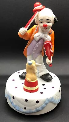 LOVE STORY Clown Violin With Dog Busking MUSIC BOX HAND PAINTED VINTAGE • $15.92