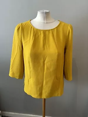 Ladies Oasis Mustard Yellow Dressy Casual 3/4 Sleeve Summer Top Size 14 • £8