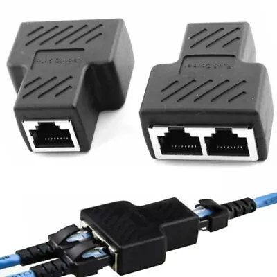 RJ45 LAN Ethernet Splitter Plug Network Double Adapter Coupler Cable Connector ☀ • $4.80