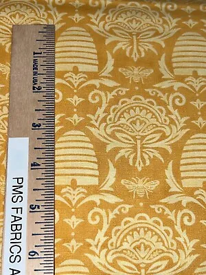 MODA Honey Lavender Bee Hives 100% Cotton Fabric By The Yard Daisy Yellow 56082 • $9.45