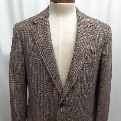 VINTAGE Brooks Brothers 3/2 Roll Tweed Wool Blazer 42 L Plaid Sport Coat Jacket • $85