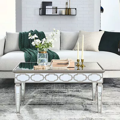 Silver Mirrored Coffee Table Sofa End Side Table Bedside Table For Home Office • $288.99