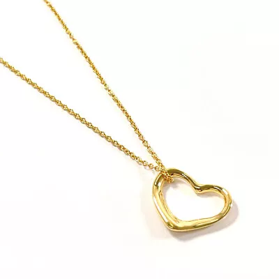 TIFFANY&Co. Necklace Open Heart Elsa Peretti K18 Yellow Gold Jewellery Accessory • $644