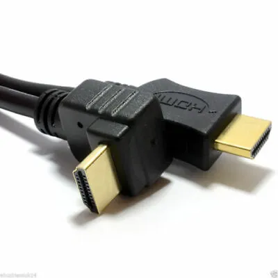 0.5m 1m 1.8m 3m 5m HDMI 1.4 High Speed 3D TV Right Angle To Straight Plug Cable • £3.25