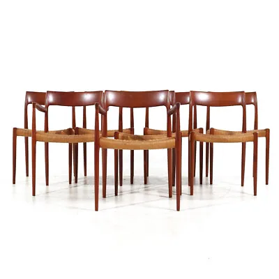 Niels Moller Model 57 And  77 MCM Danish Teak And Rope Dining Chairs - Set Of 8 • $8347