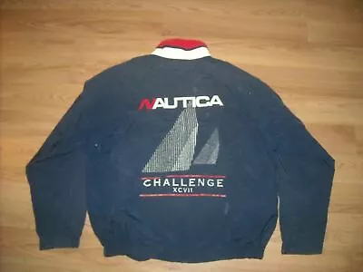 Vtg 90s Mens Medium Nautica Challenge Sailing Zip Windbreaker Jacket • $78.62