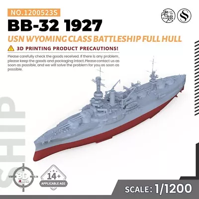 SSMODEL SS1200523S 1/1200 USN Wyoming Class 1927 Battleship BB-32 Full Hull • $26.99