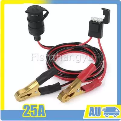 12V~24V Female Car Cigarette Lighter Socket To Battery Alligator Crocodile Clips • $21.65