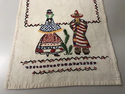 Vintage Hand Embroidered Mexican Design Table Runner/ Dresser Scarf • $14