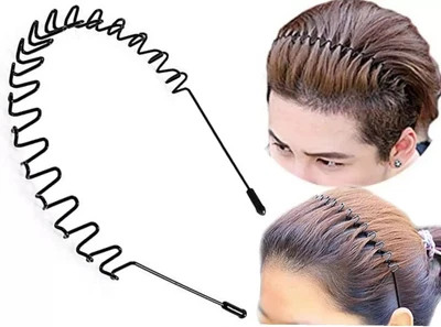£3.80 • Buy Metal Hair Bands For Men Women's Headbands Beauty Care, Unisex Black Wavy Spring