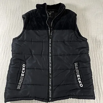 Marc Ecko Cut & Sew Mens Vest Large Black Puffer Quilted Jacket Logo Outdoor • $19.88