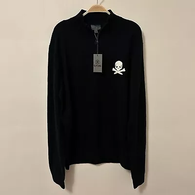 G/FORE Golf Black 1/4 Zip Wool Cashmere Skull Sweater 2XL NWT • $129.90