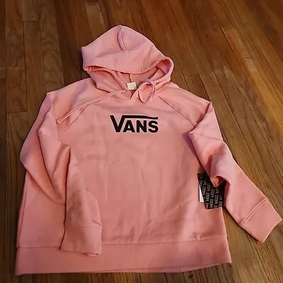 NWT New Womens Vans Flying V Boxy Hoodie Pink  Size Small * Front Logo Black • £38.60