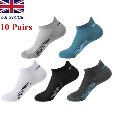10 Pairs Mens Cushioned Sport Ankle Low Cut Trainer Cotton Socks For Running • £5.88