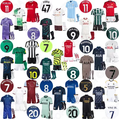 2023-24 Kids Football Full Kits 23-24 Boys Soccer Strip Shirt Shorts Socks 19th • £19.99