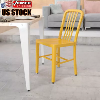 Commercial Grade Yellow Metal Indoor-Outdoor Chair Armless Heavy-Duty Comfort • $129.69