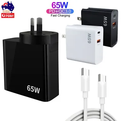65W GaN Charger QC 3.0 PD Fast Type C Adapter AU Plug For Mac IPad Laptop Tablet • $26.59
