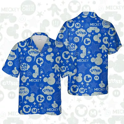 Mickey Mouse Pattern Disney Themed Funny Cartoon Aloha HAWAIIAN Button Shirt • $18.59