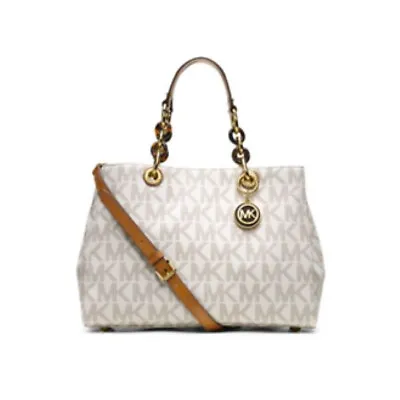 Michael Kors MD Cynthia MK Signature Logo Satchel Shoulder Bag Vanilla • $199.99