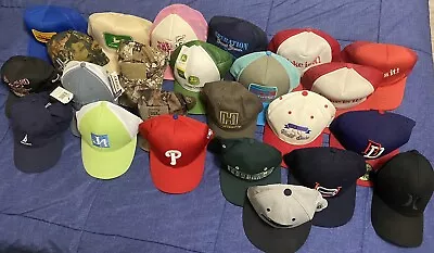 24 Hat Lot Vintage Trucker SnapBack Fitted Camo MLB Coke Youth NWT Used 😎🔥 • $59.99