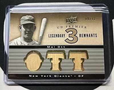 Mel Ott 2008 Upper Deck UD Premier Legendary Remnants 3 Variation /12 Bat Relic • $175