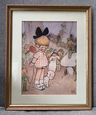 Vintage Framed Print By Mabel Lucie Attwell Children Dog Pixies • £20