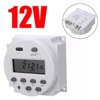 12V Digital LCD Power Timer Weekly Programmable Time Relay Switch On/Off • £9.99