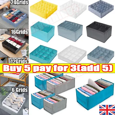 Folding Underwear Socks Bra Drawer Organiser Storage Box Fabric Drawer Divider • £1.75